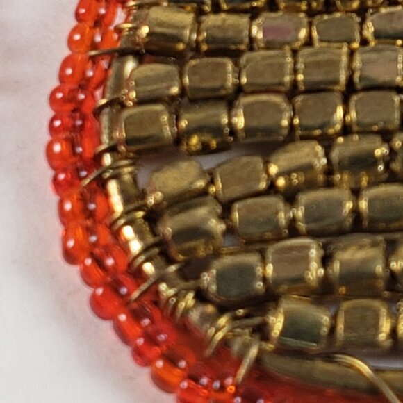 Women's Gold tone Criss-Crossed Wired Hoop - Colorful Beads Teardrop Earrings - Picture 3 of 3